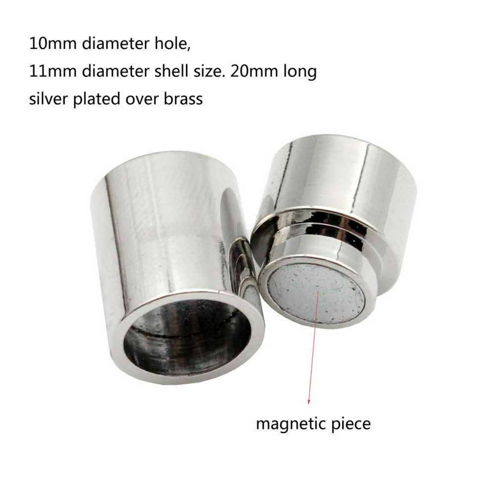 shapesbyX-3 Pieces 10mm Round Magnetic Clasps Opening Bracelet Jewelry Making End Silver