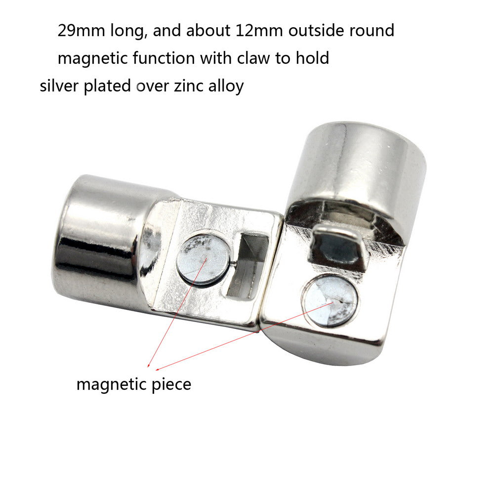 Magnetic Clasps and Closure for Bracelet Making 10mm Round Hole Silver Curved Buckle