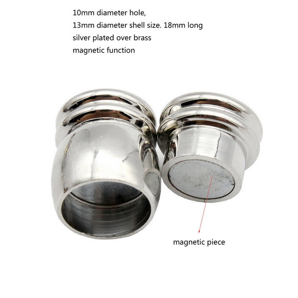 ShapesbyX-Magnetic Clasps and Closure for Bracelet Making 10mm Round Hole Silver Barrel