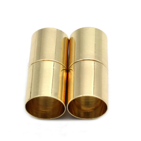 shapesbyX-3 Pieces 11mm Round Hole Gold Magnetic Clasps Opening Jewelry Making End Cylinder