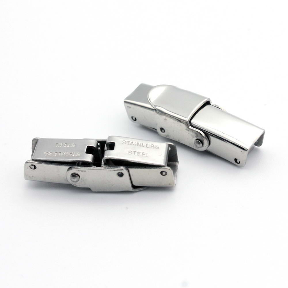 Pack 3 Stainless Steel Watch Band Claw Clasp End,Hold 5x2mm,5x3mm Leather Strips,Snap Closure