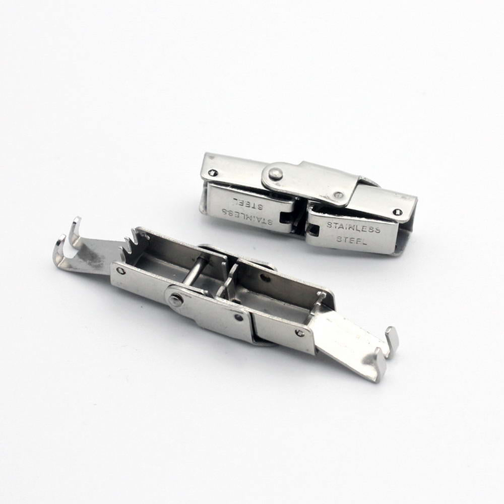 Pack 3 Stainless Steel Watch Band Claw Clasp End,Hold 5x2mm,5x3mm Leather Strips,Snap Closure