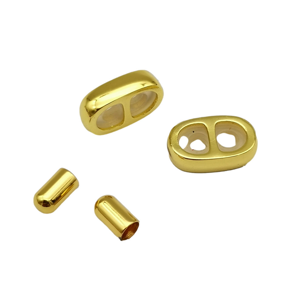 Stainless Steel Gold Jewelry End Adjustment 3mm Hole for 3mm Round Cord Bracelet Necklace Clasps