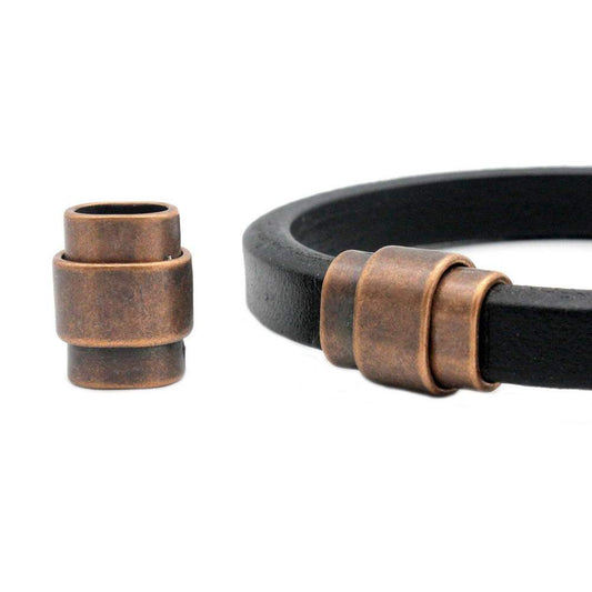 Licorice Leather Cord End 10x7mm Hole Magnetic Clasps and Closure Bracelet Making Antique Copper