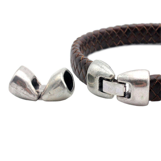 Licorice Leather Cord Clasps for 10x6mm Licorice Leather Glue Antique Silver,10x7 mm Inner Hole Snap Button Bracelet Clasps