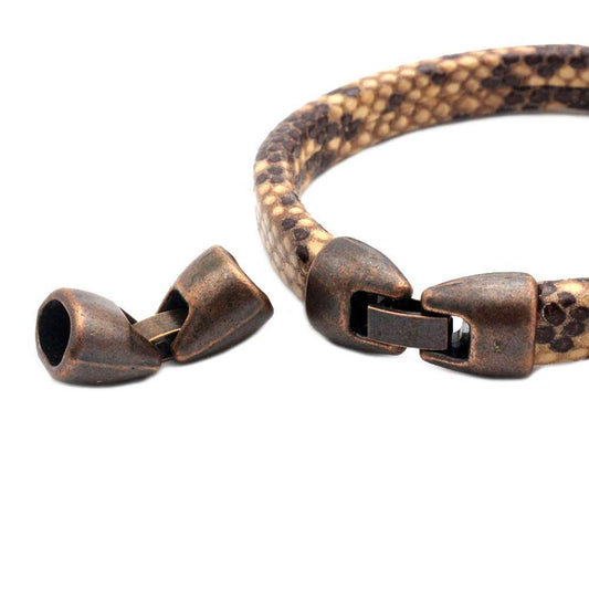 Licorice Leather Cord Clasps for 10x6mm Licorice Leather Glue Antique Copper 10x7 mm Inner Hole Snap Button Bracelet Clasps