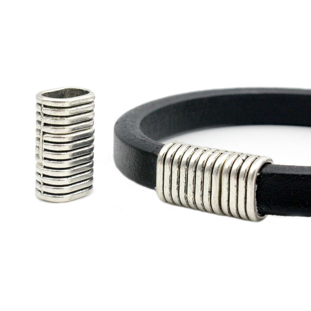 shapesbyX-11mmx7mm Hole Magnetic Clasps and Closure Silver Licorice Leather Cord Glue End