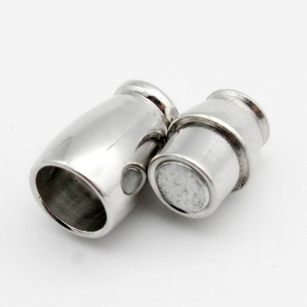 shapesbyX-5 Pieces 3.8mm Inner Hole Magnetic Clasps Jewelry Making Clasps End Silver