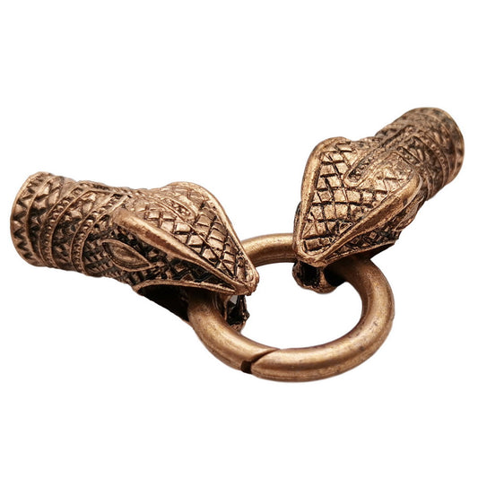 Fermoirs à breloques serpent en cuivre Antique, fabrication de bracelets, extrémité, trou de 10mm