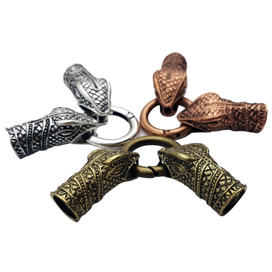 Fermoirs à breloques serpent en Bronze Antique, fabrication de bracelets, extrémité, trou de 10mm