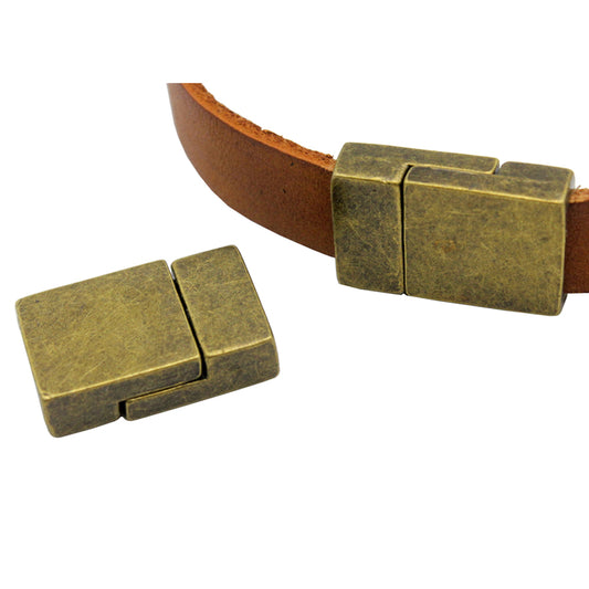 Flat Face Bronze Magnetic Clasps and Closure for Bracelet Making 10x3mm Hole Flat Leather Glue