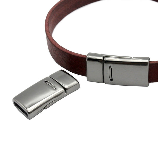 ShapesbyX-Gun Metall-Armbandverschlüsse und -verschluss, flach, 10 mm x 2 mm, Innenloch, magnetisches Ende