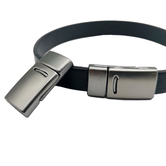 ShapesbyX-Bracelet Fermoirs et fermeture Plat 10 mm x 2 mm Trou intérieur Extrémité magnétique Noir mat