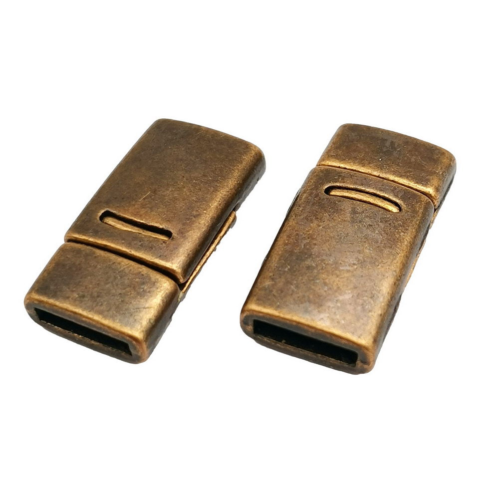 ShapesbyX-Bracelet Clasps and Closure Flat 10mmx2mm Inner hole Magnetic End Antique Copper 3 Pieces MT558-9