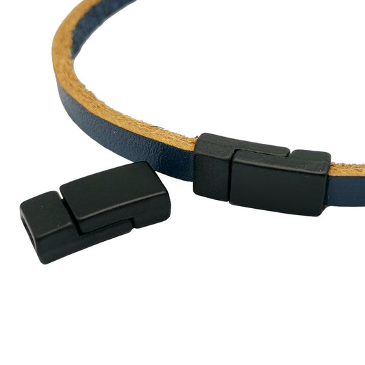 shapesbyX-3 Pieces 5mm Flat Magnetic Clasps Gun Black Closure 5mmx2mm Hole Jewelry Making Bracelet End MT588-2-3
