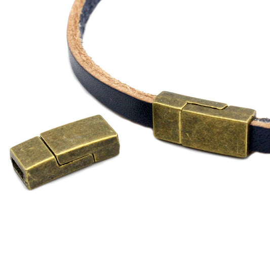ShapesbyX-3 Stück Antik-Bronze, 5 mm, flache Magnetverschlüsse, 5 mm x 2 mm Loch, Schmuckherstellung, Armband-Ende MT588-5
