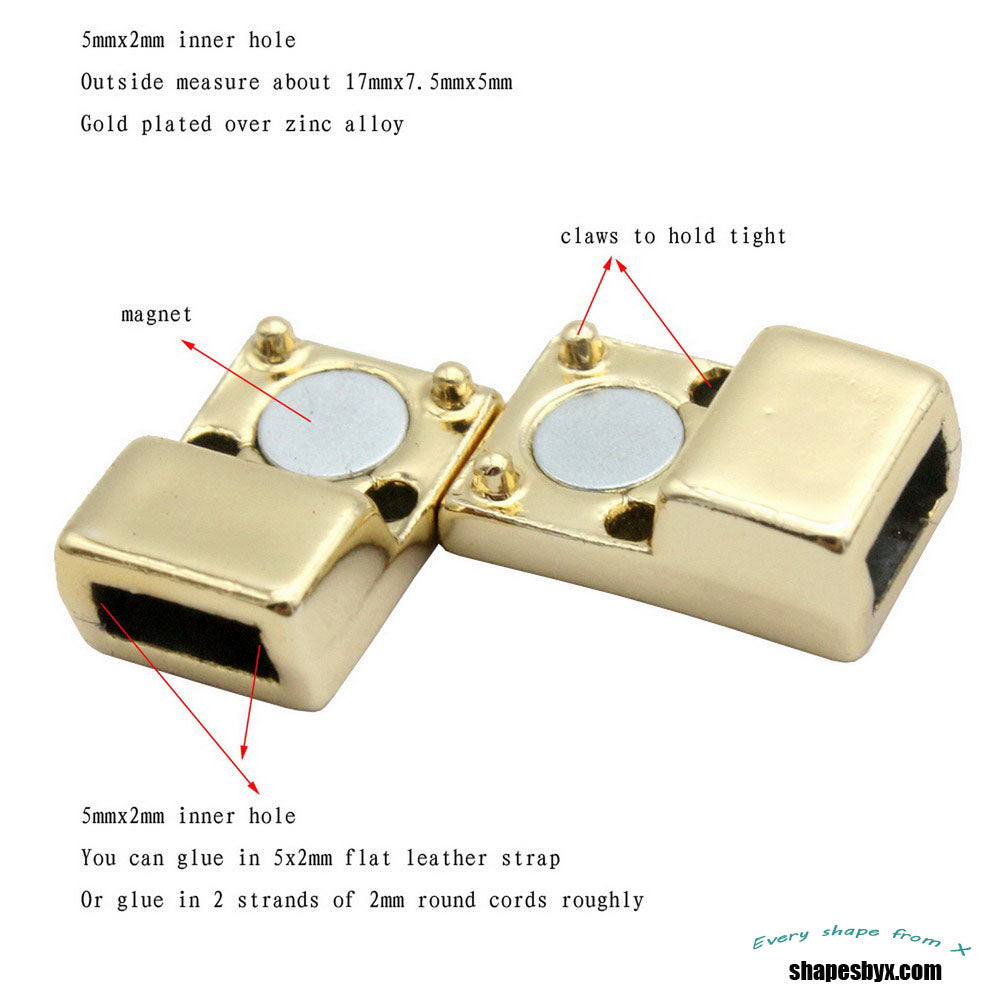 shapesbyX-3 Pieces 5mm Flat Magnetic Clasps Closure 5mmx2mm Hole Jewelry Making Bracelet End MT588-8