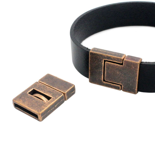 15mmx2mm Flat Magnetic Closure Clasps Antique Copper 15x2mm Hole Bracelet Making End Leather Strip Glue