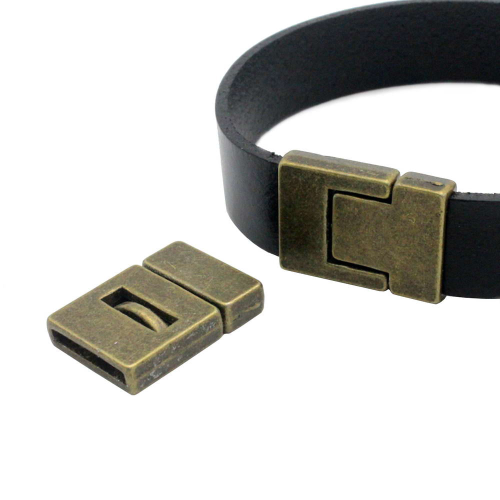 15mmx2mm Flat Magnetic Closure Clasps Bronze,15x2mm Hole Bracelet Making End Leather Strip Glue