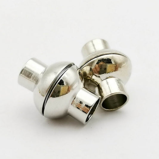 ShapesbyX-5 Sets 5 mm rundes Loch, silberfarbene Magnetverschlüsse, Armbandherstellungsende für 5 mm Lederband