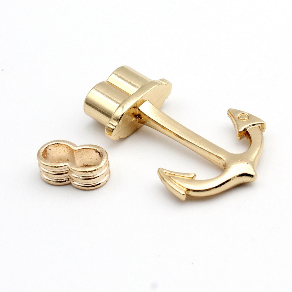ShapesbyX-Anchor Bracelet Making Clasps Gold Tone Jewelry Charm Hook 5.5mm Hole 3 Sets MT616-1