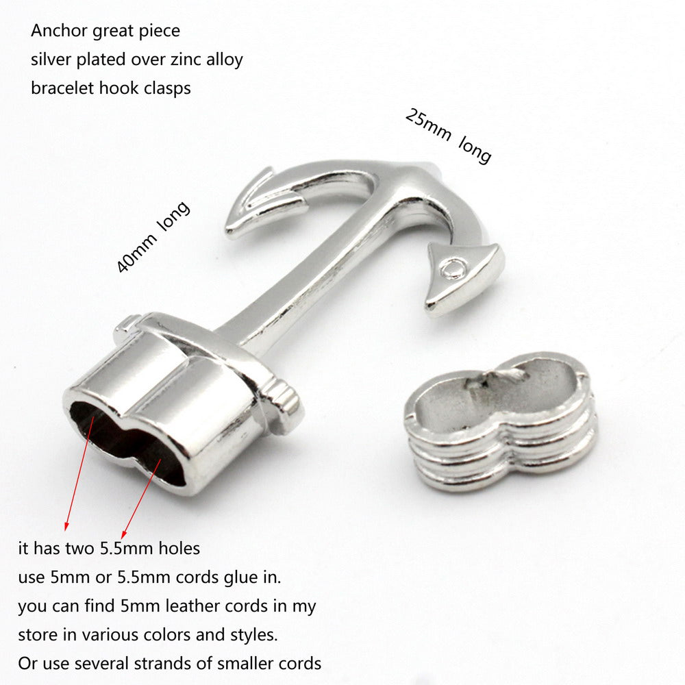 ShapesbyX-Anchor Bracelet Making Clasps Rose Gold 5.5mm Hole 3 Sets for 5mm Leather Cords