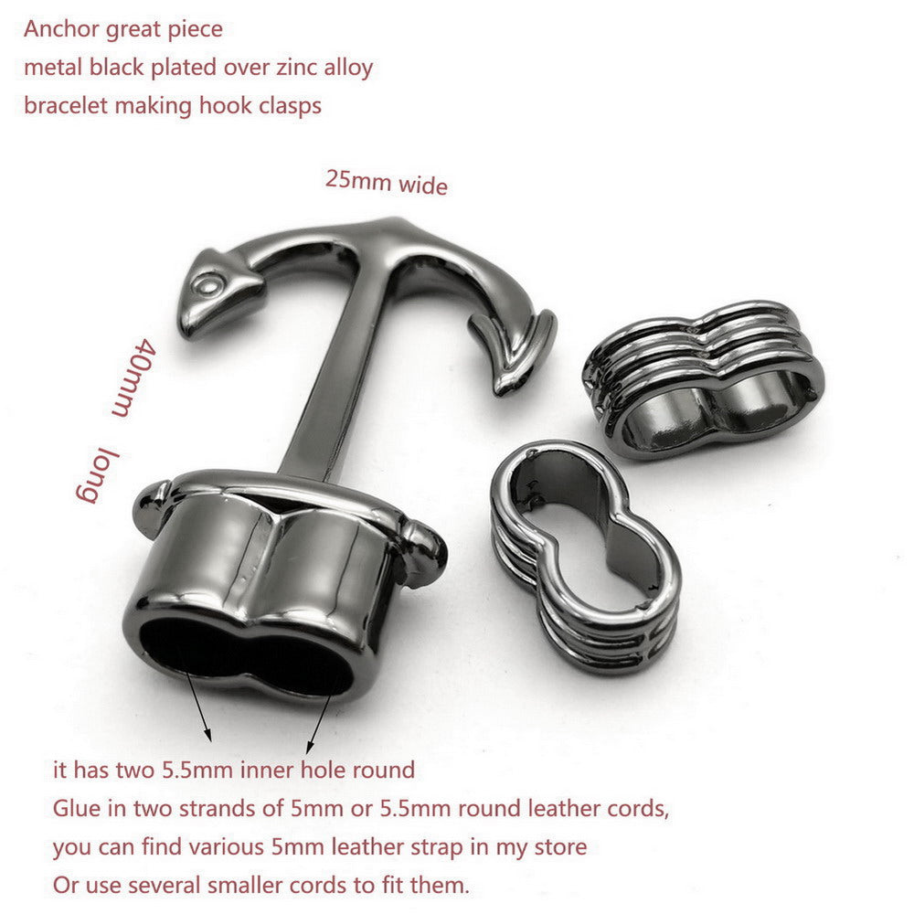 ShapesbyX-Anchor Bracelet Making Clasps Metal Black Jewelry Charm Hook 5.5mm Hole 3 Sets MT616-5