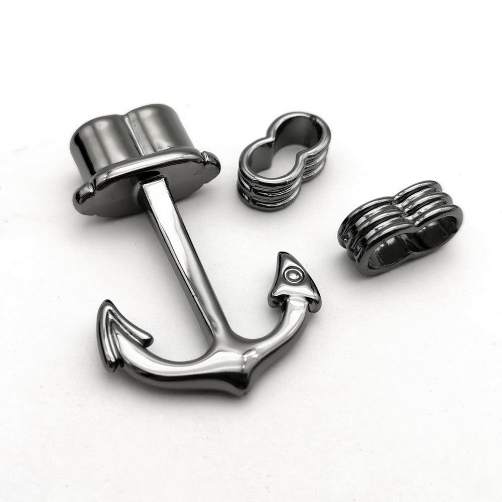 ShapesbyX-Anchor Bracelet Making Clasps Metal Black Jewelry Charm Hook 5.5mm Hole 3 Sets MT616-5