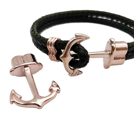 Anchor Bracelet Making Clasps Rose Gold 5.5mm Hole 3 Sets for 5mm Leather Cords