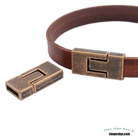 Flat bracelet clasps and closure for 10mm leather copper