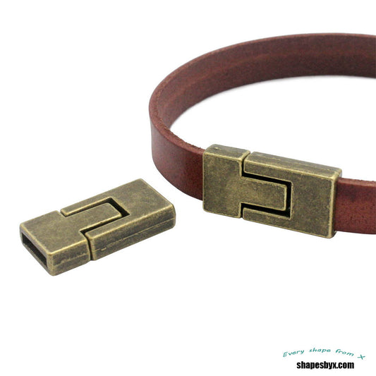Flat bracelet clasps and closure for 10mm leather bronze