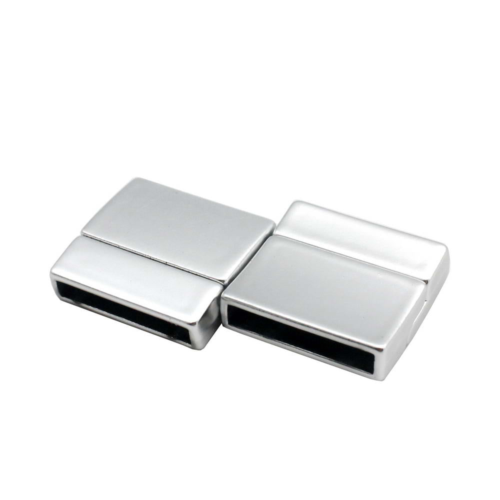 shapesbyX-20mm Flat Magnetic Clasps and Closure for Bracelet Making 20x3mm Hole Matte Silver