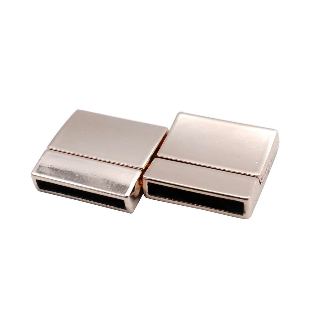 shapesbyX-20mm Flat Magnetic Clasps and Closure for Bracelet Making 20x3mm Hole Rose Gold