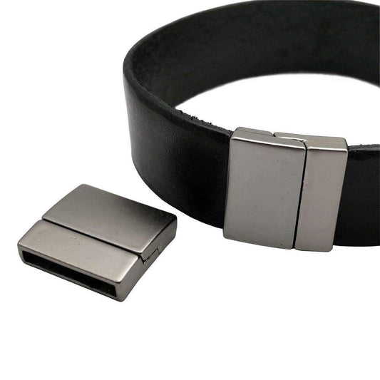 20mm Flat Magnetic Clasps and Closure for Bracelet Making 20x3mm Hole Matte Black