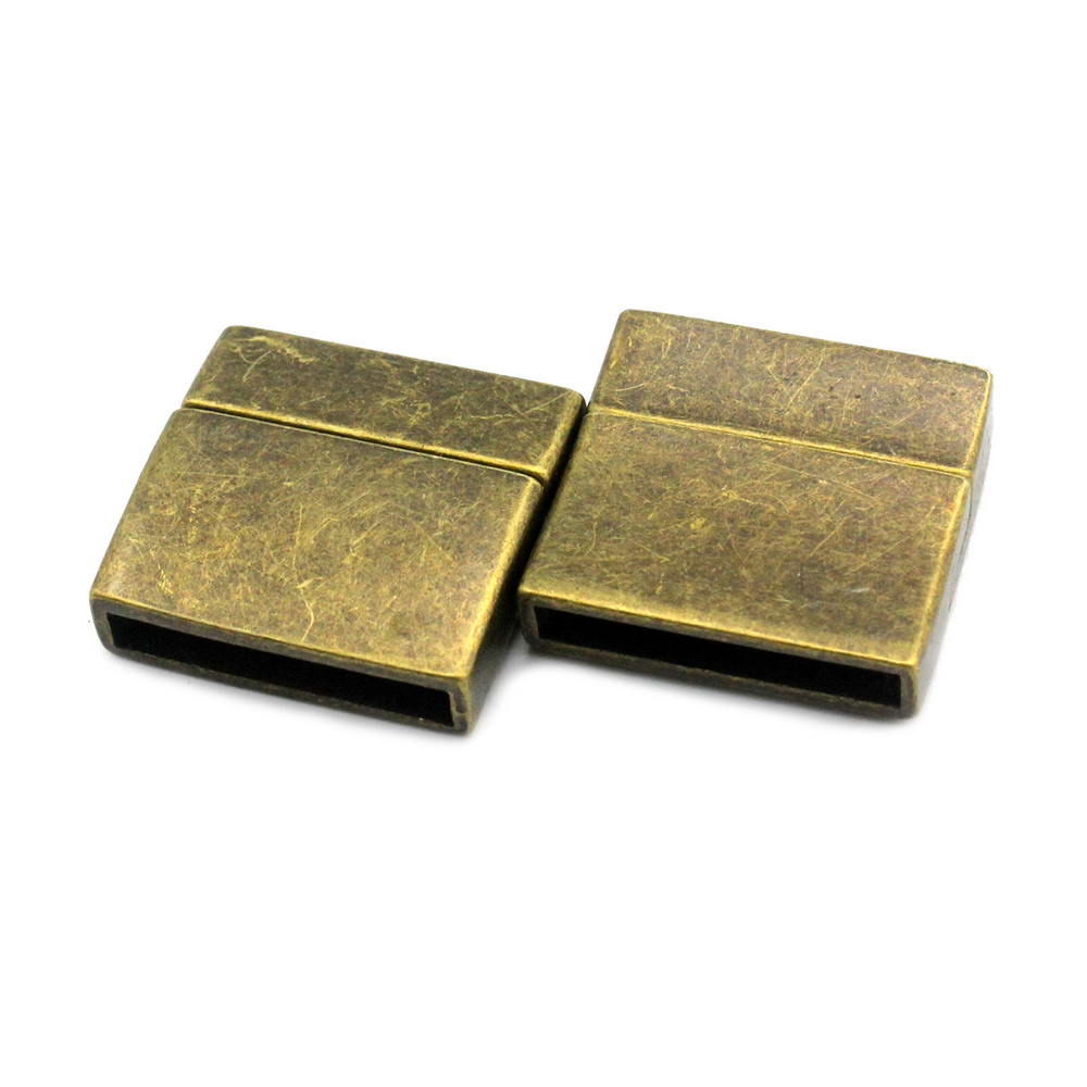 shapesbyX-20mm Flat Magnetic Clasps and Closure for Bracelet Making 20x3mm Hole Antique Bronze