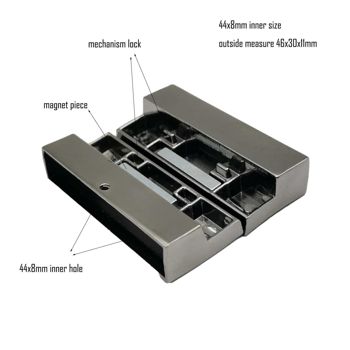 ShapesbyX-44mmx8mm Innenloch-Magnetverschlüsse und -verschluss, großes silbernes Ende 44mm 8mm