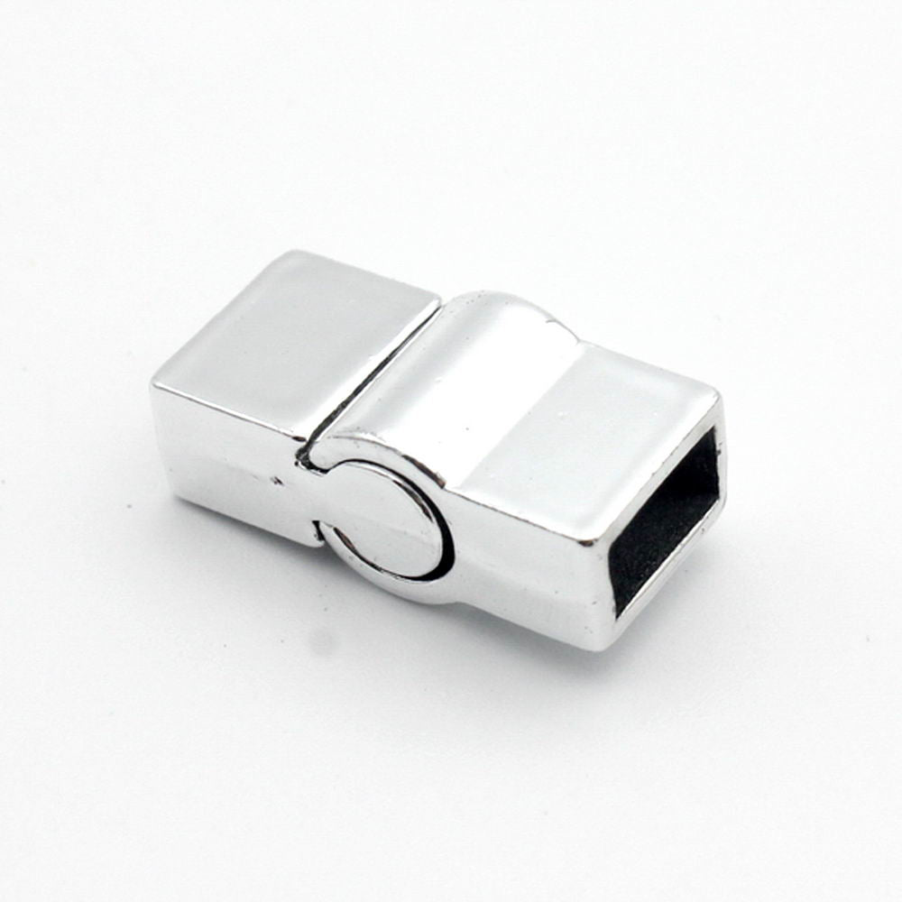 ShapesbyX-8mm Flat Magnetic Clasps Closure 8x4mm Hole Bracelet Making End Silver