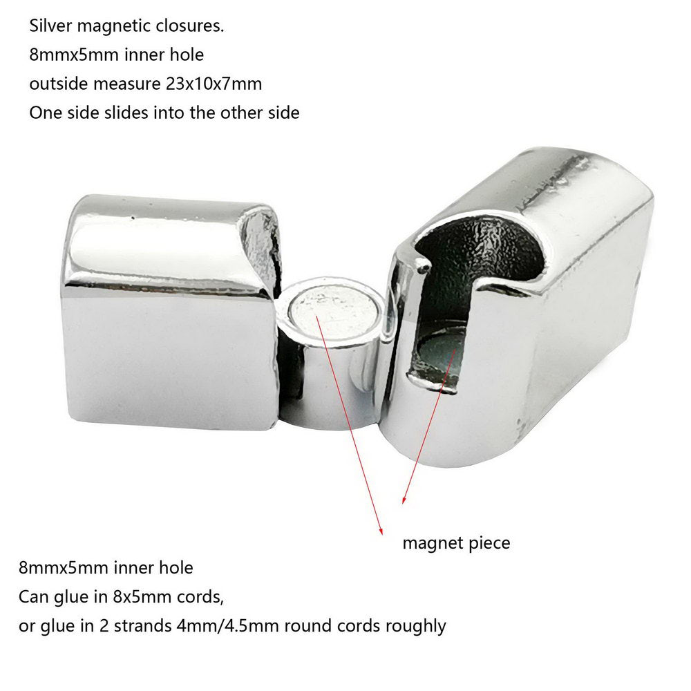 ShapesbyX-Silver Magnet Clasps 8x5mm Hole Bracelet Making