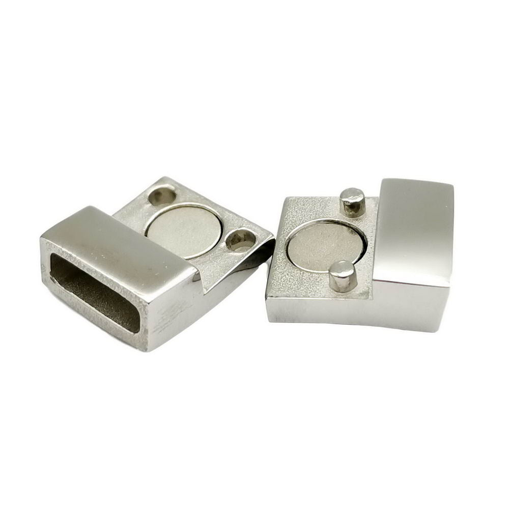 ShapesbyX-10 mm Edelstahl-Verschlüsse, magnetisch, für flaches Lederband, 10 x 3 mm Loch
