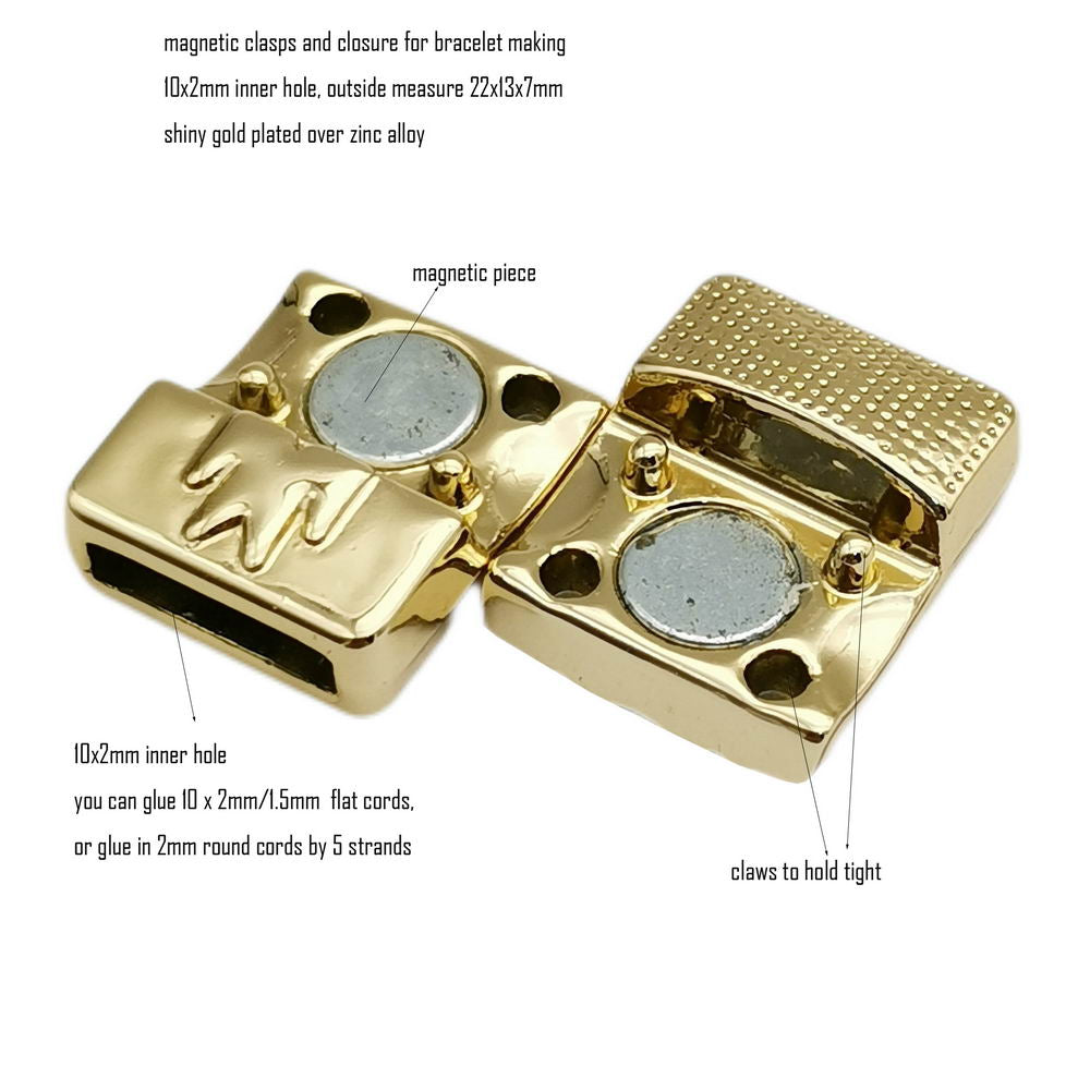 ShapesbyX-Armbandverschlüsse, Ende 10 mm, flache Magnetverschlüsse und Verschluss, goldfarben