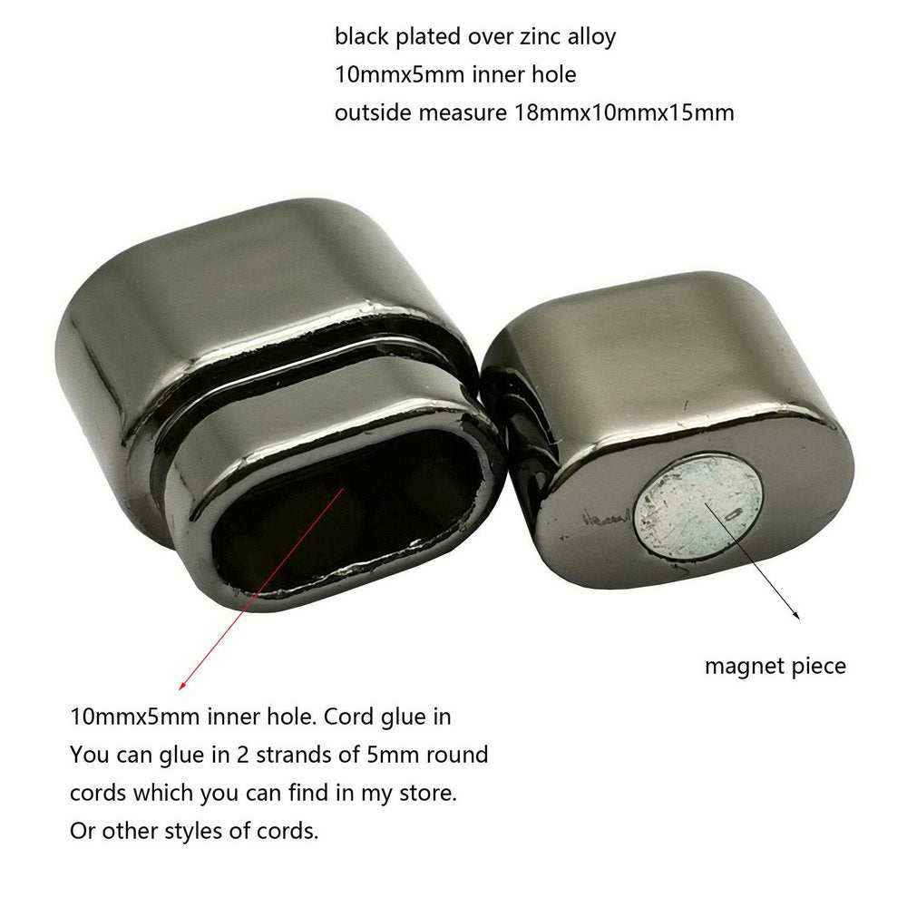 Magnetic Clasps 10mmx5mm Hole Bracelet Making End Shiny Black
