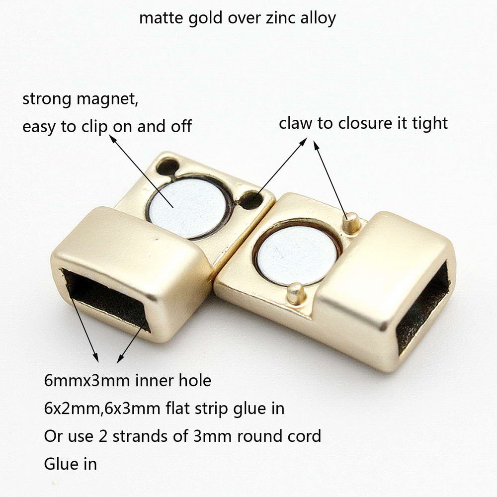 ShapesbyX-6x3mm Hole Magnetic Clasps and Closure Matte Gold Jewelry Making End 3 Pieces