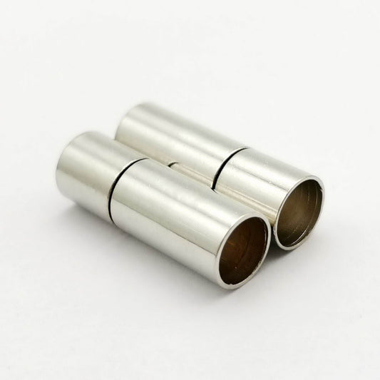 ShapesbyX-5 pièces 6 mm fermoirs ronds en caoutchouc pour fabrication de bracelets, ouverture argentée