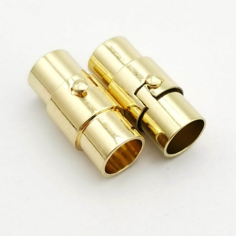 ShapesbyX – 5 Stück Magnetverschlüsse mit 6 mm Loch und Verschlussmechanismus, Silber/Gold