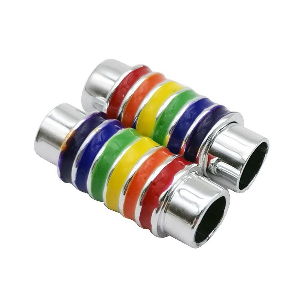 ShapesbyX-2 Stück 6 mm runde Magnetverschlüsse, bunte Emaille für 6 mm Kordel, Kleber, Schmuckherstellung