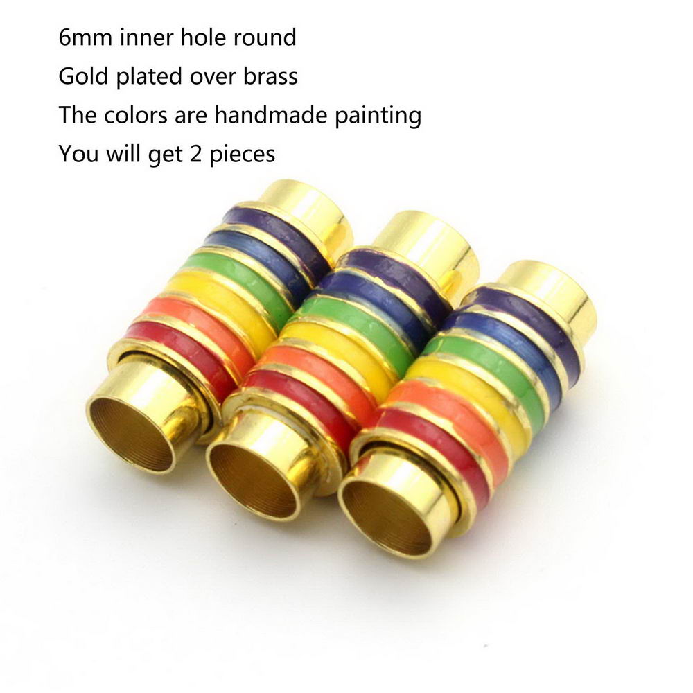 shapebyX-2 pièces fermoirs magnétiques ronds de 6 mm en émail coloré pour la fabrication de bijoux à colle de cordon de 6 mm