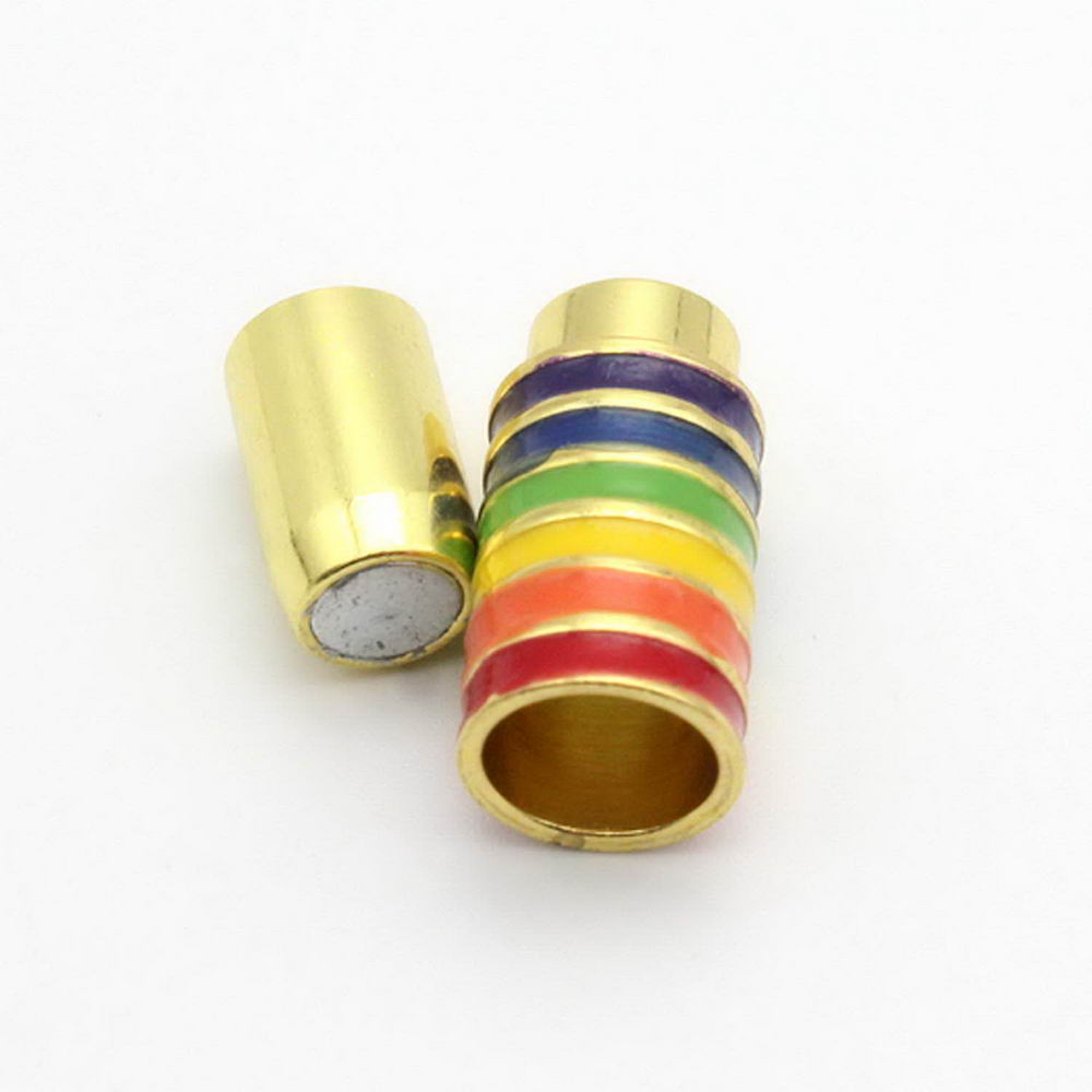 shapesbyX-2 Pieces 6mm Round Magnetic Clasps Colorful Enamel for 6mm Cord Glue Jewelry Making