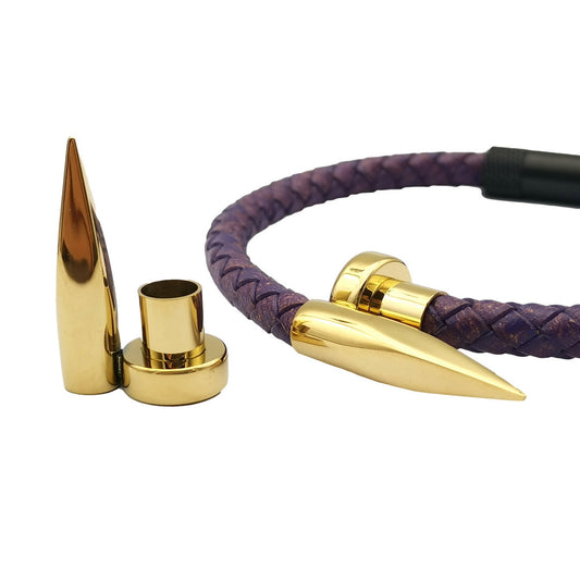 316 Stainless Steel Bracelet Cord Findings Bullet Shape 6mm Inner for 6mm Round Cord