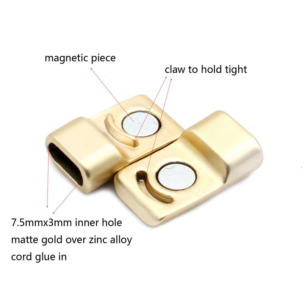Bracelet Making End Magnetic Clasps 7.5mmx3mm Hole Curved Matte Gold