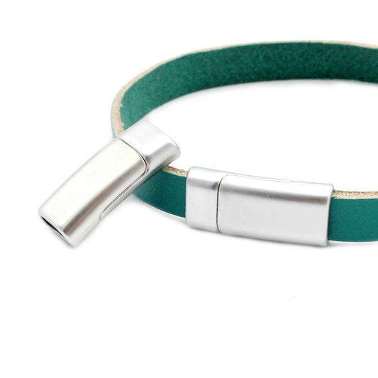 Fermoirs magnétiques d'extrémité de fabrication de bracelets, trou incurvé de 7.5mm x 3mm, argent mat